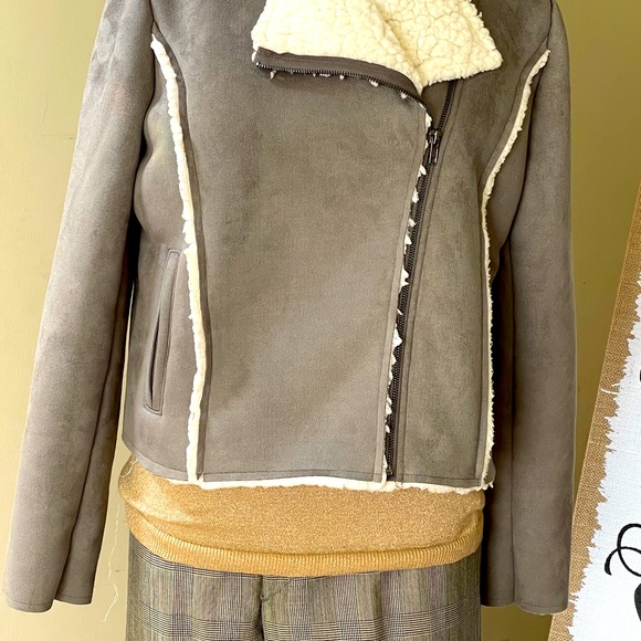 Like New Loft Suede Winter Jacket Gray Size Small - Picture 3 of 6